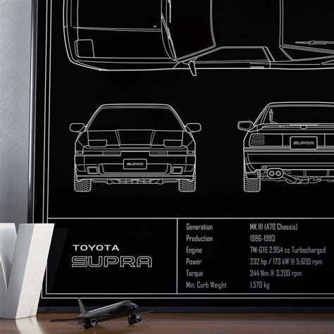 Toyota Supra MK3 Blueprint Poster - Etsy