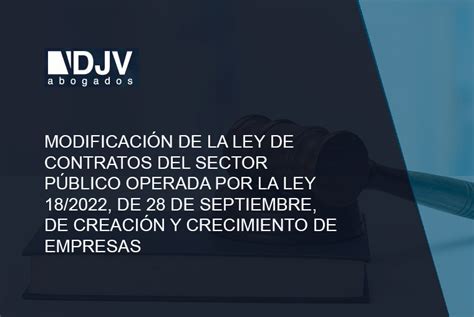 Modificaci N De La Ley De Contratos Del Sector P Blico Operada Por La