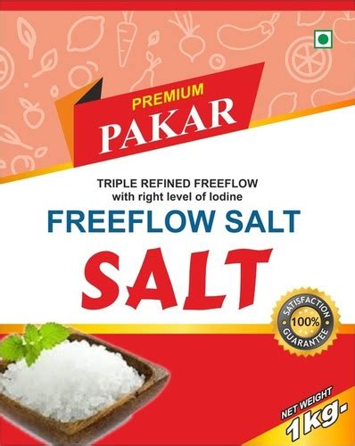 Triple Refined Iodised Free Flow Salt With No Additives For Cooking