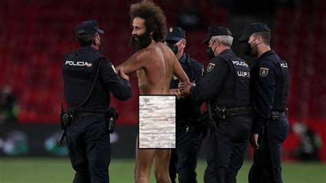 Naked Man Enter The Field In The Match Granada Vs Manchester United