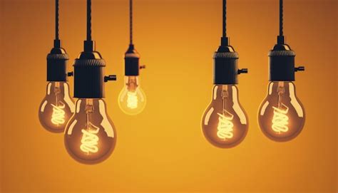 premium photo  row  lit light bulbs   word light