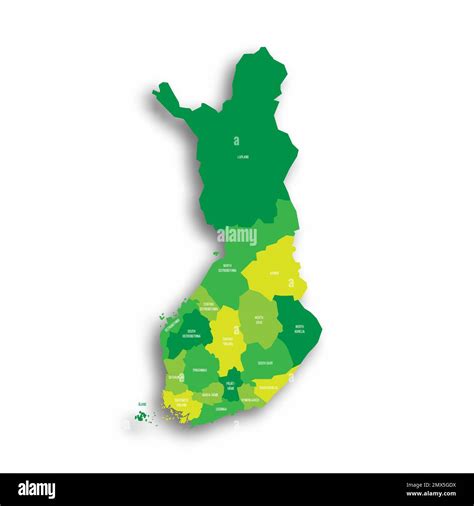 Finlandia Mapa político de las divisiones administrativas Imagen Vector