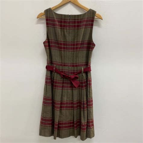 Cue Womens Size 10 Sleeveless Dress Brown Checked S