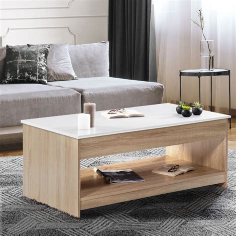 Table Basse Plateau Relevable Imitation H Tre Plateau Blanc Soa Id