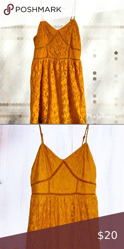 Extra Small Xhilaration Mustard Star Lace Dress Lace Summer Dresses