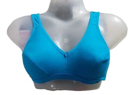 Sky Blue Non Padded Plain Cotton Ladies Bra Application Industrial At