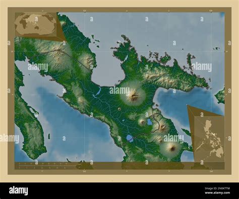 Camarines Sur Province Of Philippines Colored Elevation Map With Lakes And Rivers Corner