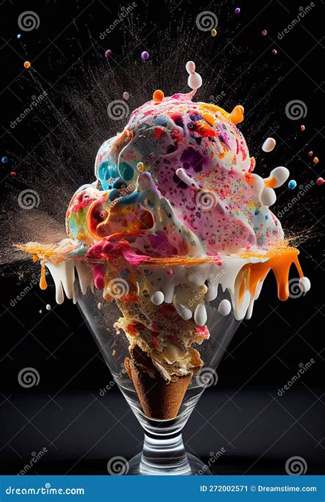 Haute Cuisine Exploding Ice Cream Ai Generative Stock Illustration