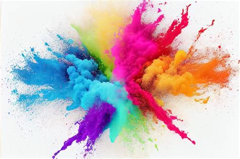 Explos O De P De Cor De Tinta Holi De Arco Ris Colorida Isolada Fundo