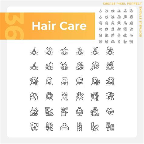 Pixel Perfect Black Icons Collection Representing Haircare