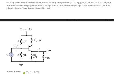 Solved For The Given Pnp Amplifier Circuit Below Assume Va Chegg