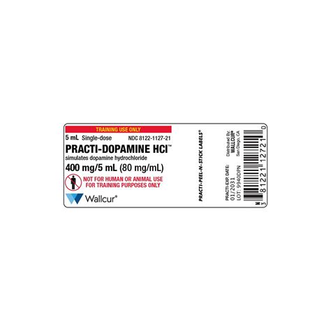 Practi Dopamine Hcl 400mg5ml Vial Label ×100 1025059 Wallcur