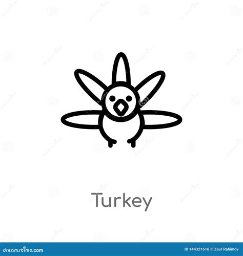 Outline Turkey Vector Icon Isolated Black Simple Line Element