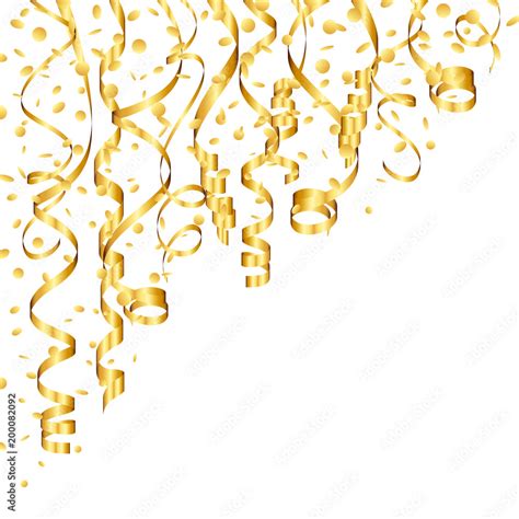 Corner Streamers Confetti Gold Background Stock Vector Adobe Stock