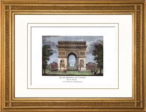 Antique Prints And Drawings Arc De Triomphe Of Paris France Copper