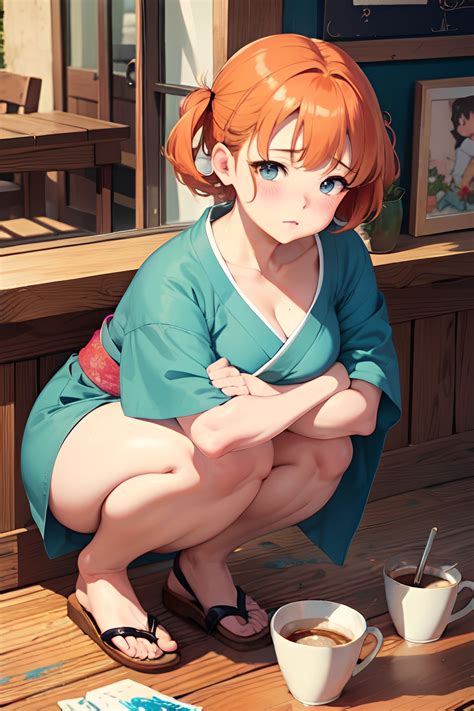 Anime Chubby Small Tits 50s Age Sad Face Ginger Bangs Hair Style Light