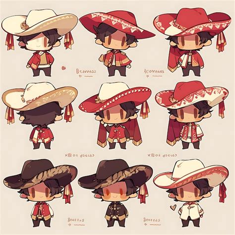 Sticker De Hombre Mexicano Charro Chibi Kawaii Traje Tradicional De