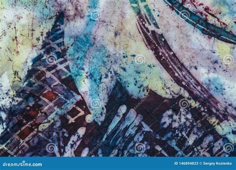 Mountains Fragment Hot Batik Background Texture Handmade On Silk