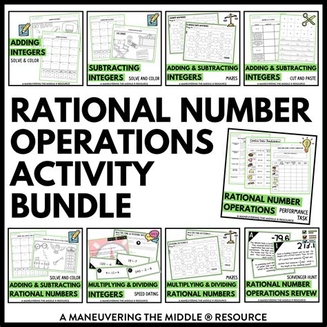 Rational Number Operations Activity Bundle Th Grade Maneuvering The