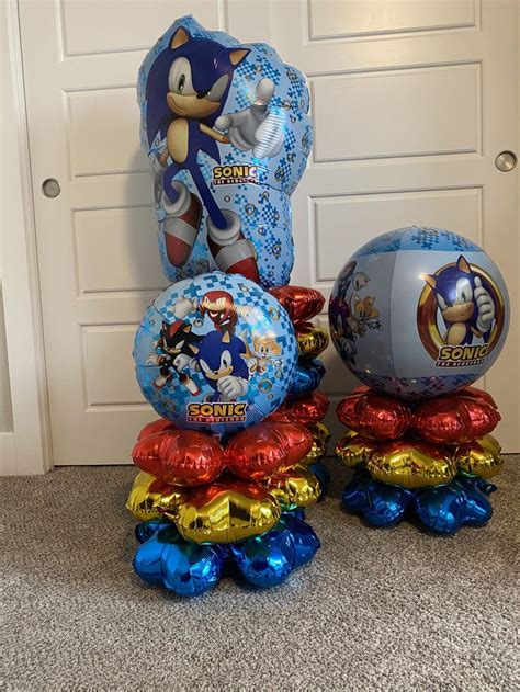 Sonic Party Balloon Bouquet 3 Bunch Decoration Kit Sonic Birthday