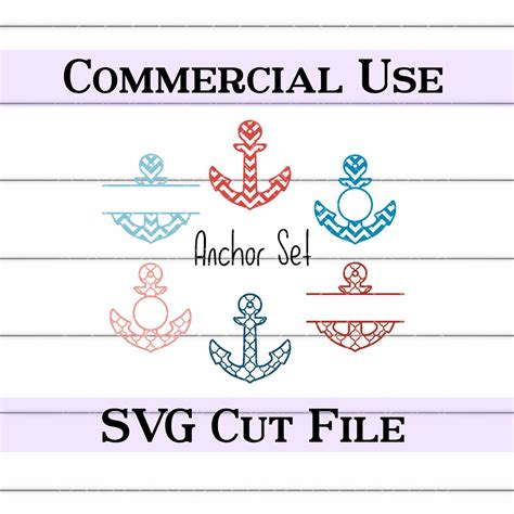 Anchor Monogram Frames Split Anchors Svg Etsy