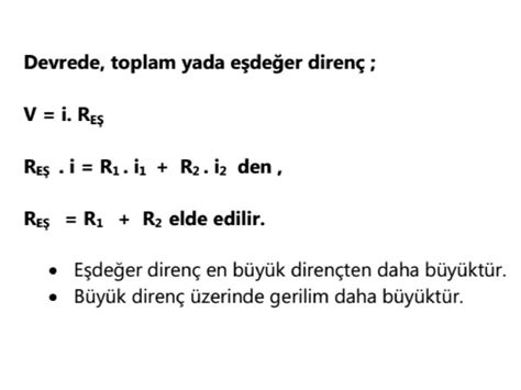 Paralel Bağlama ve Seri Bağlama Dirençlerin Bağlanması Ders Notları