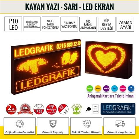 Kayan Yazı 48x64 Sarı Led Tabela Led Ekran Kayan Yazi