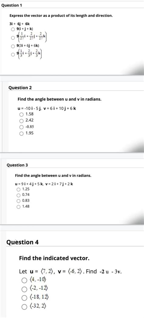 Solved Question 1 Express The Vector As A Product Of Its