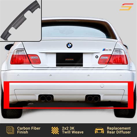 Scopione Matte Carbon Fiber Rear Bumper Diffuser For Bmw M3 E46