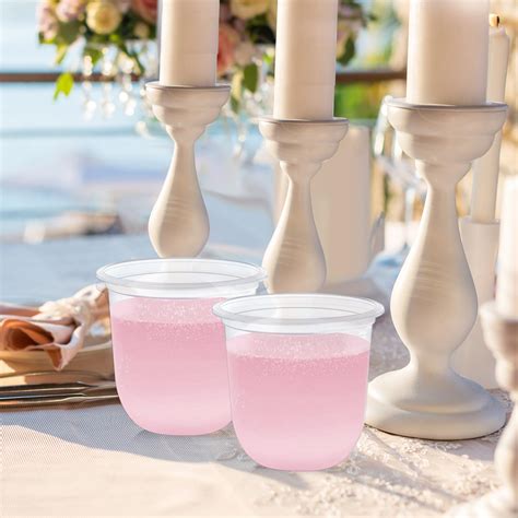 Ziliny 100 Pcs Plastic Stemless Wine Glasses Disposable Crystal Clear Plastic Wine Glasses For