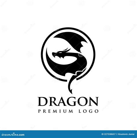 Silhouette De Dragon Dans Un Vecteur De Logo Circulaire Illustration De