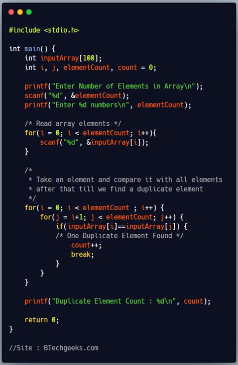 Count Repeated Elements In An Array Java C Program To Count Number Of