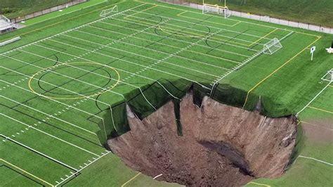 Massive Sinkhole Swallows Part Of Soccer Field In Illinois Canada