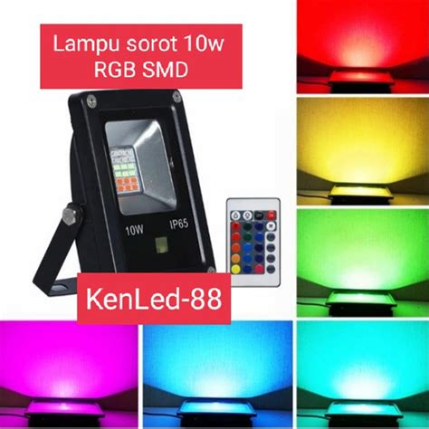 Jual Lampu Sorot Led Tembak 10w 10watt RGB SMD Led FloodLight Warna