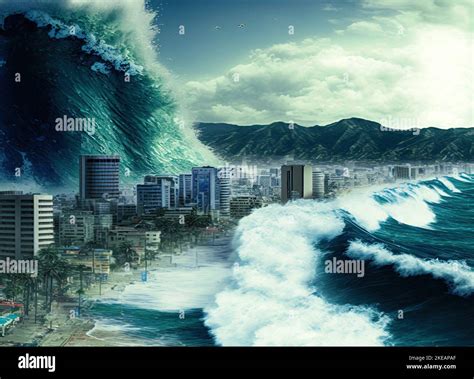 A Climate Change Induced Massive Mega Tsunami Inundates A Coastal City