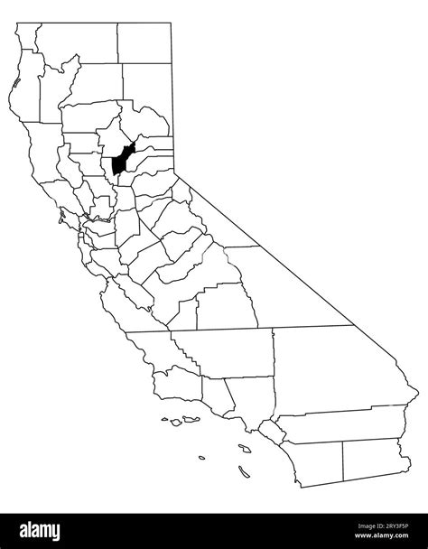 Map Of Yuba County In California State On White Background Single