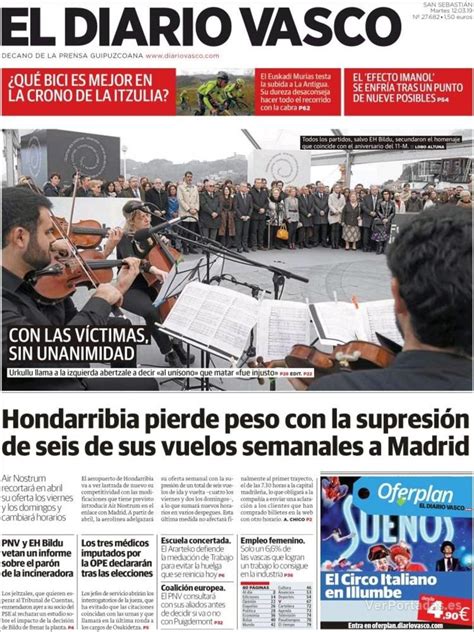 Portada El Diario Vasco Martes De Marzo De