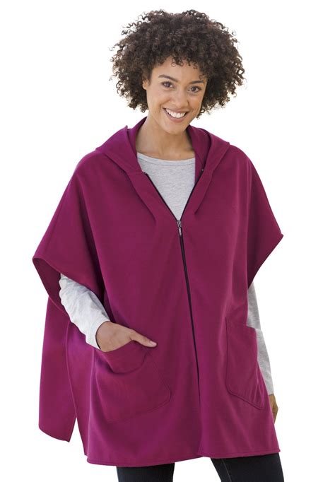 Hooded Fleece Poncho Womens Plus Size Clothing Fleece Poncho