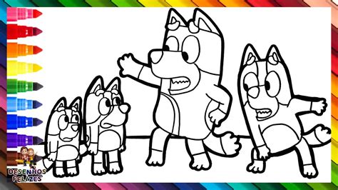 Desenhar E Colorir Bluey E Sua Família 🐶 ️ Desenhos Para Crianças Youtube