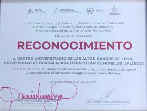 Cualtos Recibe Reconocimiento Por Su Trabajo Altruista Centro