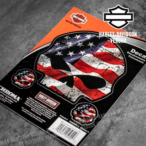 Adesivi Harley Davidson Skull With American Flag