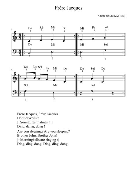 Frère Jacques - piano Sheet music for Piano (Solo) | Musescore.com