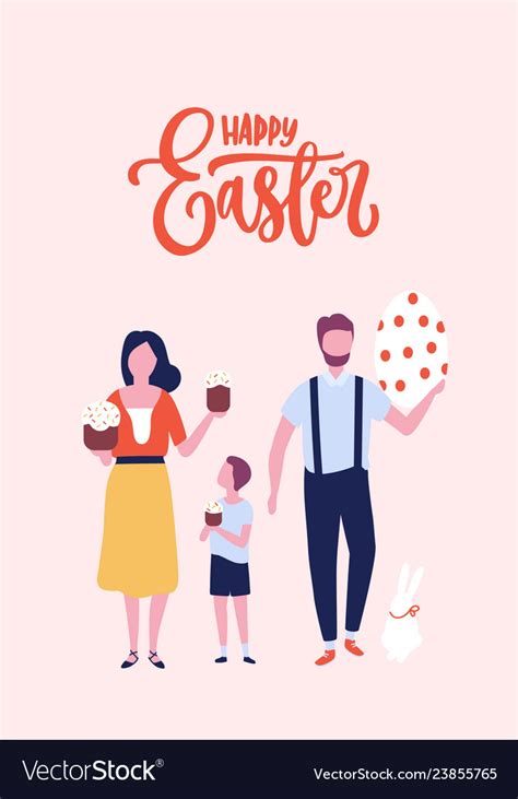 Greeting Card Template With Happy Easter Vector Image