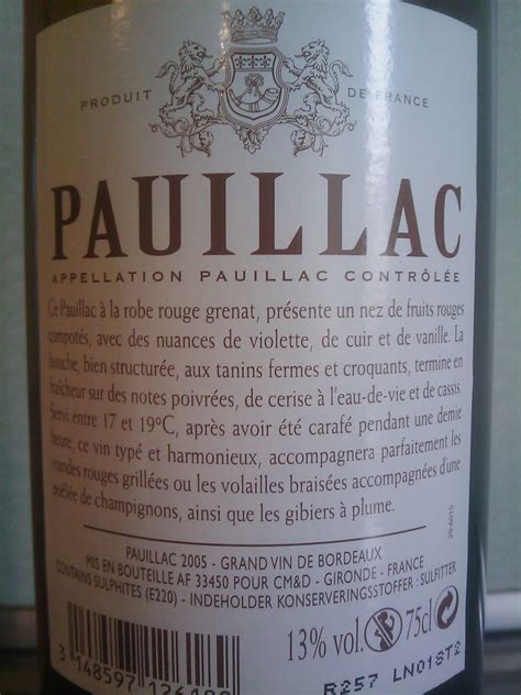 Wine In Sweden Tn Pauillac 2005 Bordeaux France