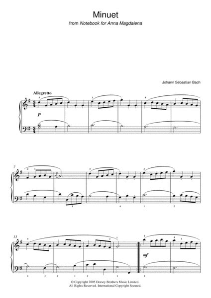 Minuet In G Major From The Anna Magdalena Notebook By Johann Sebastian Bach Piano Digital