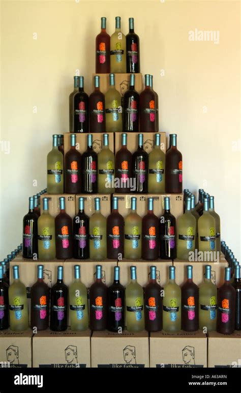 A Pyramid Of Wine Bottles On Display Bon Courage Winery Robertson