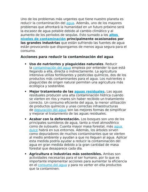 Propuesta de solucion Contaminacion del agua Biorremediación