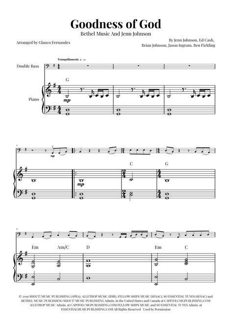 Goodness Of God Arr Glauco Fernandes Sheet Music Bethel Music And