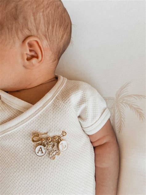 Personalized Gold Baby Pin Baby Brooch Baptism Pin Stroller Pin