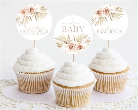 Boho Cupcake Toppers Baby Shower Cupcake Toppers Printable Etsy Australia